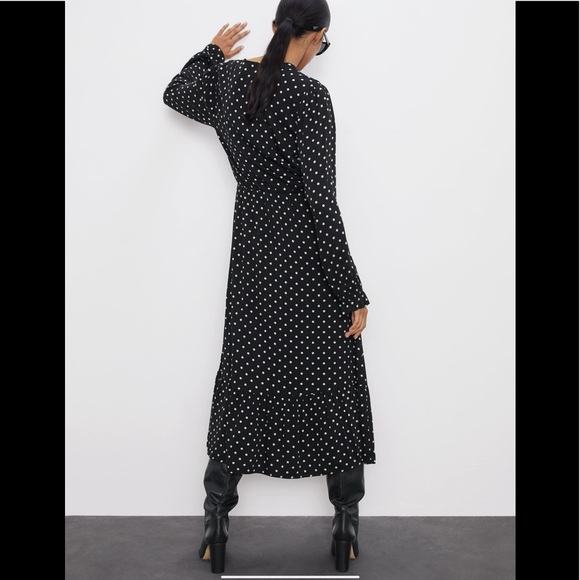 🤍 Zara Polka Dot Midi Dress 9006/164 sz Large - Picture 3 of 8